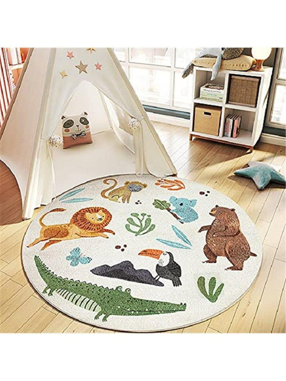 Kids Play Rug, Lovely Forest Round Area Rug Nursery Door Mat Soft Plush